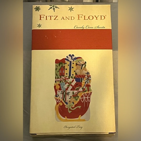 NIB Vintage Fitz and Floyd 2008 Candy‎ Cane Santa Ceramic Tray - Picture 1 of 10